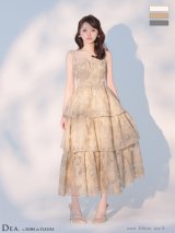 【予約商品/1月下旬発送予定】XS-Lサイズあり【DEA./ディア】オーガンジー/ フラワー/ ティアード/ ワンピース/ ミディアムドレス/ キャバドレス long[OF08]