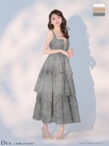 【予約商品/1月下旬発送予定】XS-Lサイズあり【DEA./ディア】オーガンジー/ フラワー/ ティアード/ ワンピース/ ミディアムドレス/ キャバドレス long[OF08]