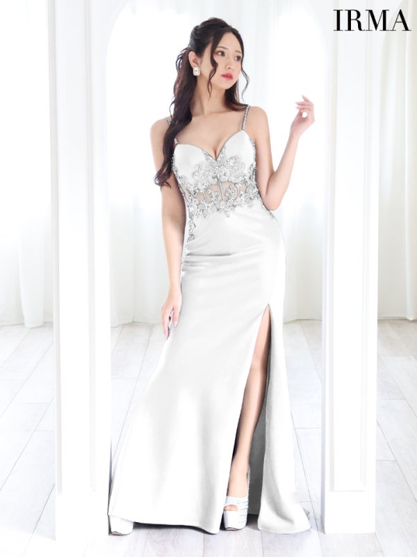 画像6: 【IRMA/イルマ】ウエストシアー/ ビジュー/ キャミソール/ バックスピンドル/ スリット/ ロングドレス/ キャバドレス long【HC02】