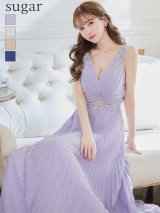 Lサイズあり【IRMA/イルマ】ビジュー/ ラメ/ プリーツ/ タック/ カットアウト/ Aライン/ フレア/ ロングドレス/ キャバドレス long[OF2A]