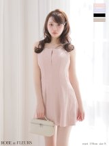 XSサイズあり【ROBE de FLEURS/ローブドフルール】バックリボン/ ビジュー/ キャミ/ ストレッチ/ フレア/ ミニドレス/ キャバドレス[OF08]