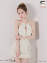 【予約商品/2月下旬発送予定】XSサイズあり【Glossy/グロッシー】リブ/ ホルターネック/ レーススカート/ セットアップ/ バイカラーあり/ タイト/ ミニドレス/ キャバドレス[OF08]