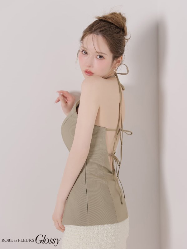 グレージュxアイボリー　モデル：ゆめ　身長：160cm　着用サイズ：Sサイズ