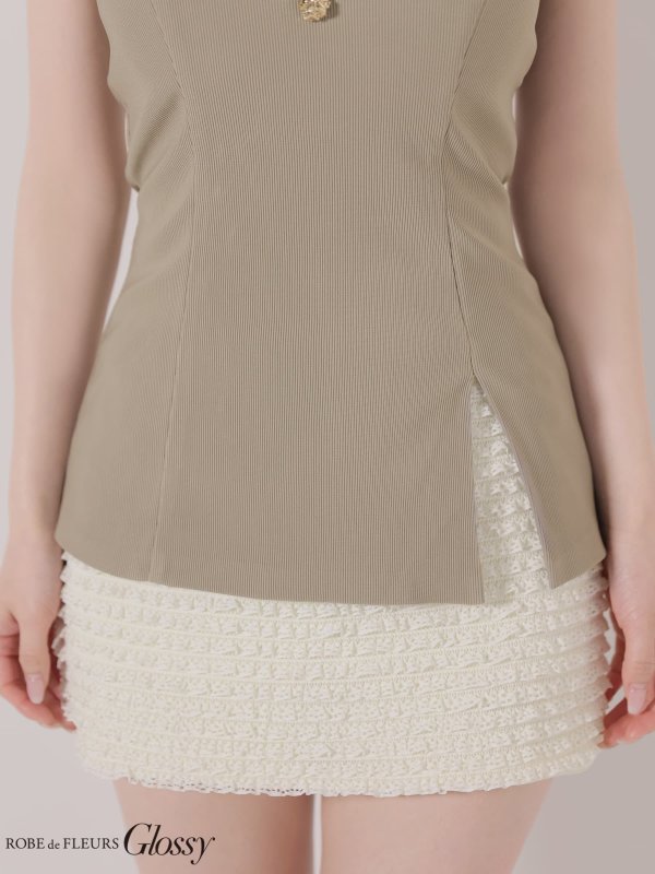 グレージュxアイボリー　モデル：ゆめ　身長：160cm　着用サイズ：Sサイズ