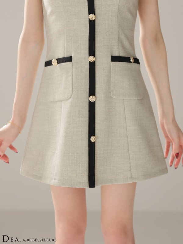 アイボリーxグレー　モデル：りこ　身長：156cm　着用サイズ：Sサイズ