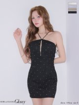 【予約商品/3月中旬発送予定】XSサイズあり【Glossy/グロッシー】スタッズ/ ダイヤ/ ジャガード/ ミニドレス/ キャバドレス[OF08]
