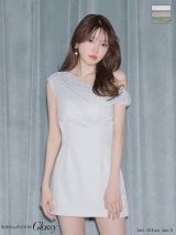 XSサイズあり【Glossy/グロッシー】ラメニット/ ドレープ/ ワンショルダー/ ストレッチ/ ハイウエスト/ キャバドレス[OF08]
