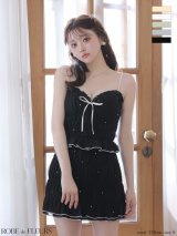 【予約商品/4月中旬発送予定】XSサイズあり【ROBE de FLEURS/ローブドフルール】ビジュー/ ラメシフォン/ リボン/ セットアップ/ ティアード/ ミニドレス/ キャバドレス[OF08]