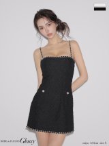 XSサイズあり【Glossy/グロッシー】ジャガード/ ラインチェーン/ キャミソール/ タイト/ ミニドレス/ キャバドレス[OF08]
