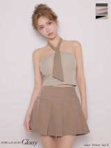 【予約商品/5月下旬発送予定】XSサイズあり【Glossy/グロッシー】バイカラー/ ネクタイ/ プリーツ/ セットアップ/ チェーンライン/ セットアップ/ フレア/ ミニドレス/ キャバドレス[OF08]
