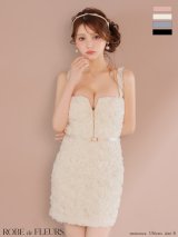 【予約商品/8月上旬発送予定】XSサイズあり【ROBE de FLEURS/ローブドフルール】ガーリーローズレース/ サテン/ タイト/ ミニドレス/ キャバドレス[OF2]