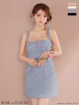 【予約商品/8月上旬発送予定】XSサイズあり【ROBE de FLEURS/ローブドフルール】ガーリーローズレース/ サテン/ タイト/ ミニドレス/ キャバドレス[OF2]