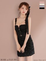 【予約商品/8月上旬発送予定】XSサイズあり【ROBE de FLEURS/ローブドフルール】ガーリーローズレース/ サテン/ タイト/ ミニドレス/ キャバドレス[OF2]
