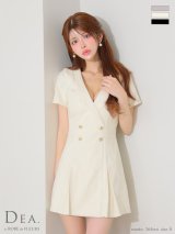 【予約商品/5月下旬発送予定】【DEA./ディア】襟付き/ ダブルボタン/ プリーツ/ 半袖/ フレア/ ジャケットドレス/ ミニドレス/ キャバドレス long[OF2]