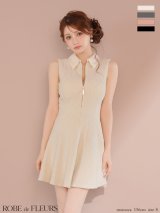【予約商品/7月下旬発送予定】XSサイズあり【ROBE de FLEURS/ローブドフルール】襟付き/ シンプル/ ラメ/ フレア/ ミニドレス/ キャバドレス[OF2]