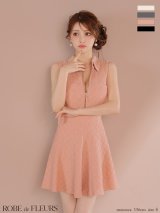 【予約商品/7月下旬発送予定】XSサイズあり【ROBE de FLEURS/ローブドフルール】襟付き/ シンプル/ ラメ/ フレア/ ミニドレス/ キャバドレス[OF2]