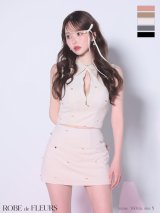 XSサイズあり【ROBE de FLEURS/ローブドフルール】sugarコラボ/ 襟付き/ ハートボタン/ セットアップ/ ミニドレス/ キャバドレス[OF08]
