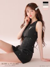 【予約商品/6月下旬発送予定】XSサイズあり【ROBE de FLEURS/ローブドフルール】リボンビジュー/ ノースリーブ/ タイト/ ミニドレス/ キャバドレス[OF2]