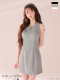 XSサイズあり【ROBE de FLEURS/ローブドフルール】リボンビジュー/ ノースリーブ/ タイト/ ミニドレス/ キャバドレス[OF2]