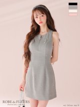 【予約商品/6月下旬発送予定】XSサイズあり【ROBE de FLEURS/ローブドフルール】リボンビジュー/ ノースリーブ/ タイト/ ミニドレス/ キャバドレス[OF2]