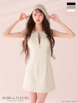 【予約商品/6月下旬発送予定】XSサイズあり【ROBE de FLEURS/ローブドフルール】リボンビジュー/ ノースリーブ/ タイト/ ミニドレス/ キャバドレス[OF2]