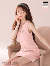 【予約商品/6月下旬発送予定】XSサイズあり【ROBE de FLEURS/ローブドフルール】リボンビジュー/ ノースリーブ/ タイト/ ミニドレス/ キャバドレス[OF2]