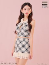 【予約商品/8月中旬発送予定】XSサイズあり【ROBE de FLEURS/ローブドフルール】レース/ チェック/ バストジップ/ セットアップ/ ミニドレス/ キャバドレス【HC02】
