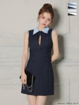 XSサイズあり【ROBE de FLEURS/ローブドフルール】襟付き/ ノースリーブ/ タイト/ ミニドレス/ キャバドレス[OF08]