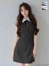 XSサイズあり【ROBE de FLEURS/ローブドフルール】襟付き/ ノースリーブ/ タイト/ ミニドレス/ キャバドレス[OF08]