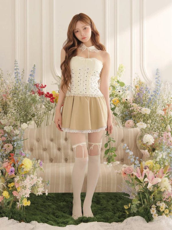 アイボリーxベージュ　モデル：まみ　身長：161cm　着用サイズ：Sサイズ