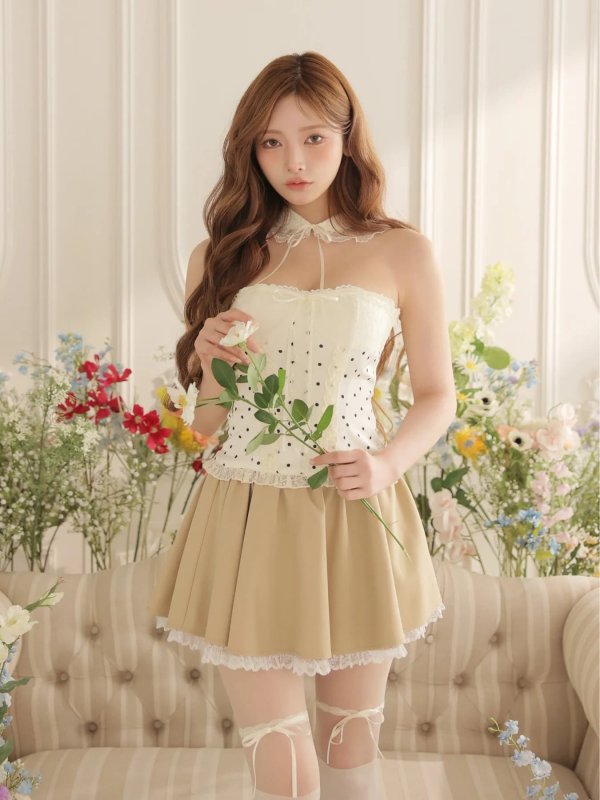 アイボリーxベージュ　モデル：まみ　身長：161cm　着用サイズ：Sサイズ