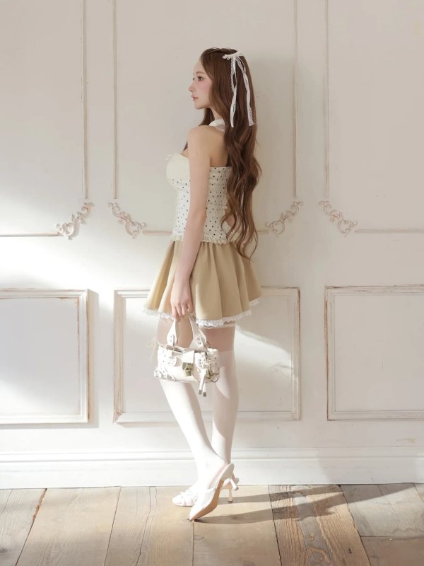 アイボリーxベージュ　モデル：まみ　身長：161cm　着用サイズ：Sサイズ
