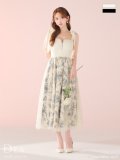 XS-Lサイズあり【DEA.by ROBE de FLEURS/ディアバイローブドフルール】花柄チュール/ 肩リボン/ フレア/ ロング/ ワンピース/ ミモレ丈/ ミディアムドレス/ キャバドレス long[OF2]
