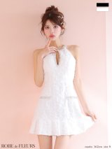 【予約商品/5月中旬発送予定】XSサイズあり【ROBE de FLEURS/ローブドフルール】フラワージャガード/プリーツ/ アメスリ/ フレア/ ビジュー/ ミニドレス/ キャバドレス[OF2]