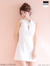 XSサイズあり【ROBE de FLEURS/ローブドフルール】襟つき/ フラワーレース/ サテン/ フレア/ ミニドレス/ キャバドレス[OF2]