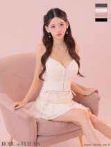 【予約商品/8月中旬発送予定】XSサイズあり【ROBE de FLEURS/ローブドフルール】フロントボタン/ サイドリボン/ セットアップ/ ミニドレス/ キャバドレス[OF2]