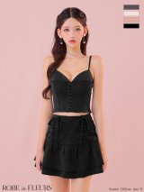 【予約商品/8月中旬発送予定】XSサイズあり【ROBE de FLEURS/ローブドフルール】フロントボタン/ サイドリボン/ セットアップ/ ミニドレス/ キャバドレス[OF2]