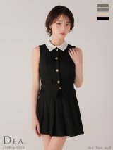 【予約商品/9月下旬発送予定】XSサイズあり【DEA./ディア】2way/ 襟付き/ クラシカル/ ベスト/ セットアップ/ フレア/ミニドレス/ キャバドレス[OF08]