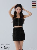 【予約商品/8月下旬発送予定】XSサイズあり【Glossy/グロッシー】コーデュロイ/ バストジップ/ セットアップ/ ミニドレス/ キャバドレス[OF08]