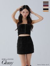 XSサイズあり【Glossy/グロッシー】コーデュロイ/ バストジップ/ セットアップ/ ミニドレス/ キャバドレス[OF08]