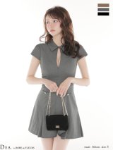 XSサイズあり【DEA./ディア】襟/ 袖/ ラメ/ ツイル/ フレア/ ミニドレス/ キャバドレス[OF08]