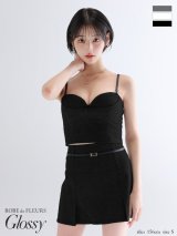 【予約商品/8月下旬発送予定】XSサイズあり【Glossy/グロッシー】キャミ/ ヘリンボーン/ レザーベルトデザイン/ セットアップ/ ミニドレス/ キャバドレス[OF08]