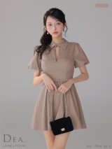 【予約商品/9月上旬発送予定】XSサイズあり【DEA./ディア】ワッフル素材/ クラシカル/ 襟付き/ フレア/ ミニドレス/ キャバドレス【HC02】