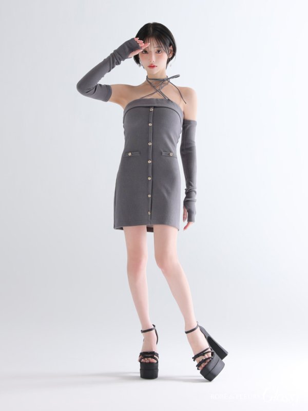 グレー　モデル：りこ　身長：156cm　着用サイズ：Sサイズ
