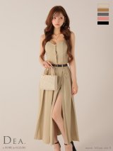 【予約商品/9月下旬発送予定】Lサイズあり【DEA./ディア】フロントボタン/ ベルト/ スリット/ セットアップ/ ロング/ ミモレ丈/ ミディアムドレス/ キャバドレス long[OF08]