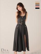 【予約商品/9月下旬発送予定】Lサイズあり【DEA./ディア】フロントボタン/ ベルト/ スリット/ セットアップ/ ロング/ ミモレ丈/ ミディアムドレス/ キャバドレス long[OF08]