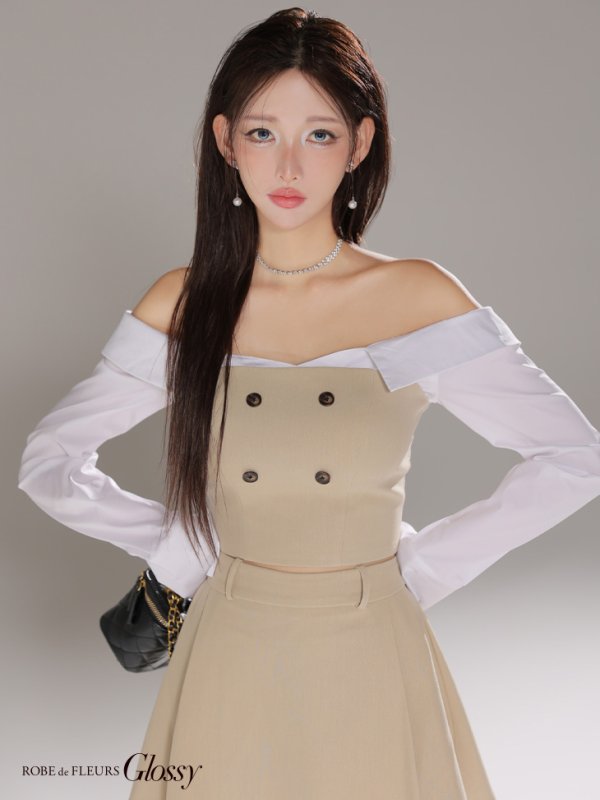 ベージュ モデル：ハニ　身長：162cm　着用サイズ：Sサイズ