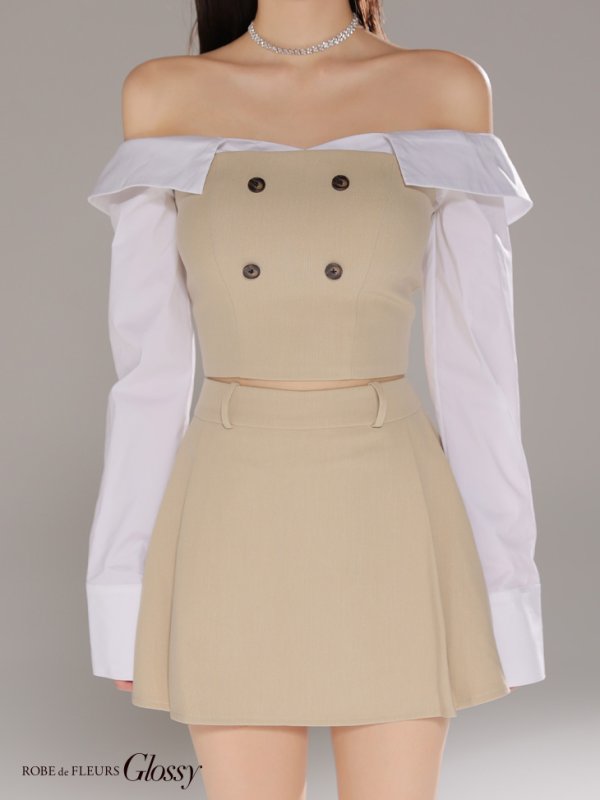 ベージュ モデル：ハニ　身長：162cm　着用サイズ：Sサイズ