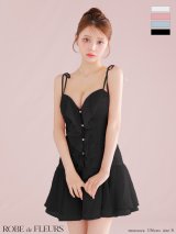 【予約商品/9月上旬発送予定】XSサイズあり【ROBE de FLEURS/ローブドフルール】サテン/ フロントシフォン/ フレア/ ミニドレス/ キャバドレス[OF08]