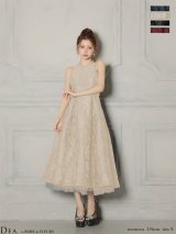 【予約商品/12月中旬発送予定】XS-Lサイズあり【DEA./ディア】ラメ/ ジャガード/ アメスリ/ フレア/ ミディアムドレス/ キャバドレス long[OF08]